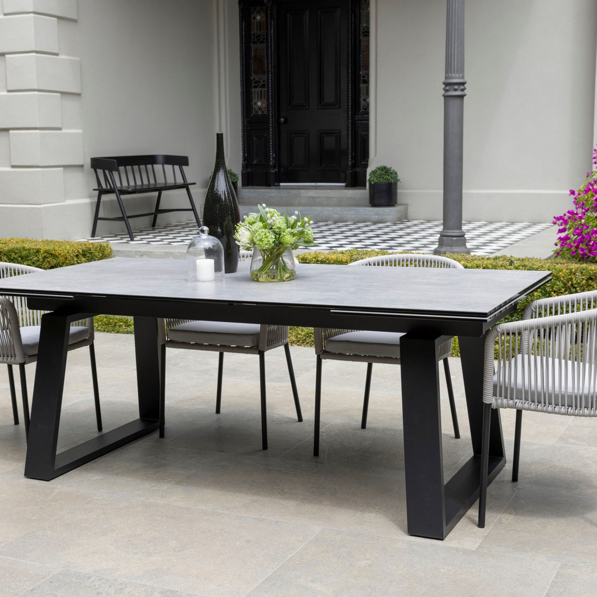 Baluga Dining Table 2000-3000 Extension Andesite Top: Matte Ceramic ...