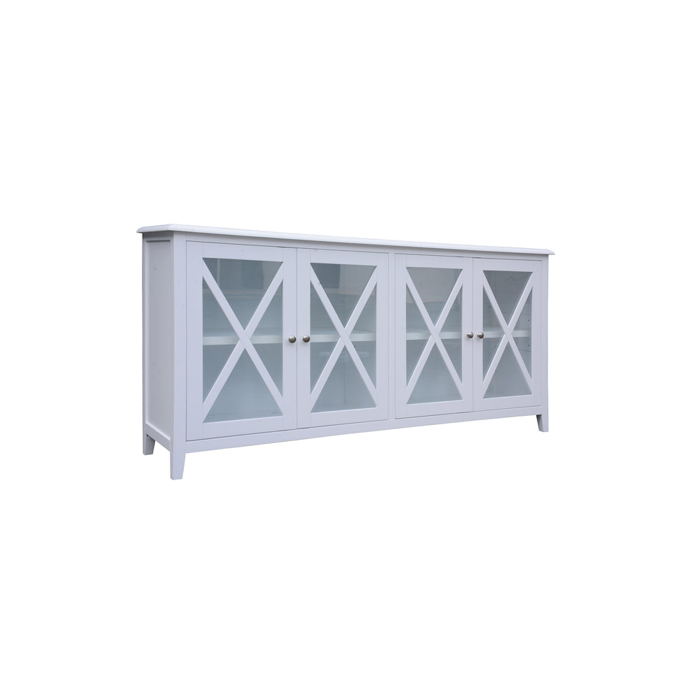 Hampton Buffet Glass Door 180 x 42 x 90cm White – Furniture 4U