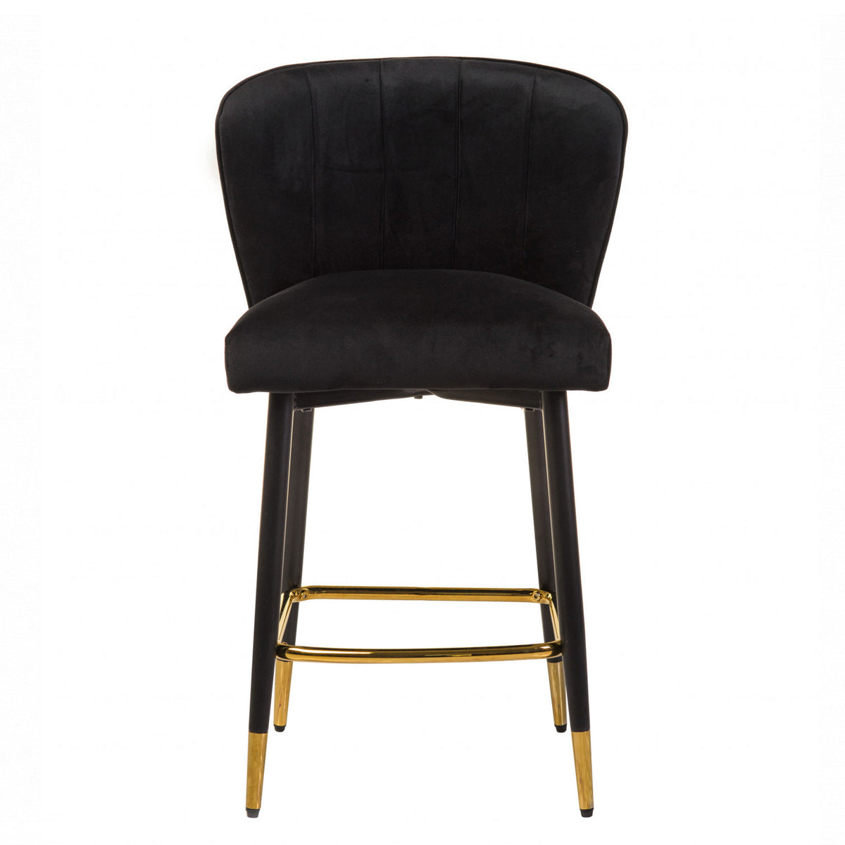 Lexus Bar Stool Black Velvet Fabric Black Powder Coated Metal Legs With ...